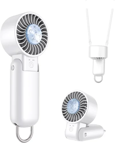 Vista 17 de Ventilador turbo portátil de mano con pantalla LED, refrigeración turboalimentada de 32 pies, larga duración, 5 velocidades de 4 onzas, ligero