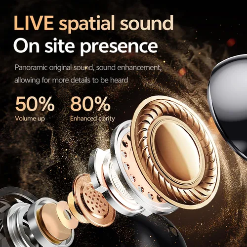 Vista 5 de Auriculares con clip, auriculares abiertos inalámbricos Bluetooth 5.4 con micrófono, auriculares con clip de oreja, mini auriculares para correr