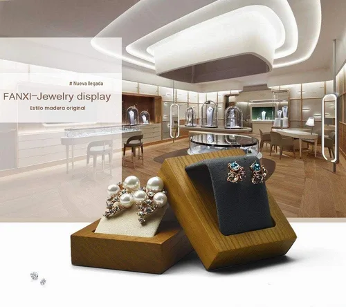 Vista 5 de Soporte de exhibición de madera maciza de la joyería del pendiente WSM02101