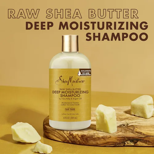 Vista 3 de SheaMoisture Cuidado del cabello hidratante profundo, 3 unidades de manteca de karité cruda para cabello rizado, seco y dañado, sin sulfato, champú