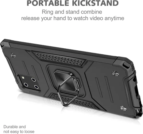 Vista 4 de Asuwish Funda para teléfono Samsung Galaxy Note 10 Lite con protector de pantalla de vidrio templado y soporte de anillo delgado híbrido protector