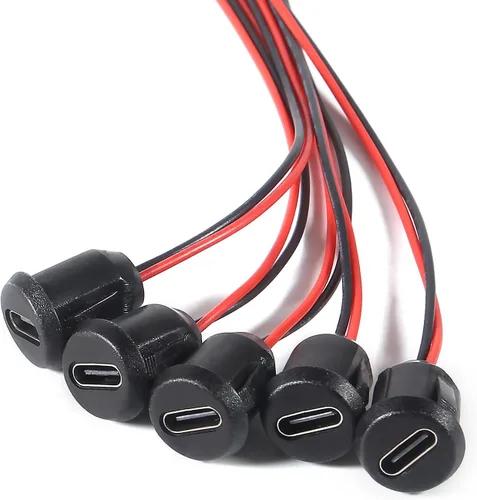 Vista 5 de 5PCS Tipo-C Chasis Hembra Tipo-C Conector de enchufe hembra Jack Impermeable Puerto de carga hembra 3A USB-C Cargador Enchufe Enchufe