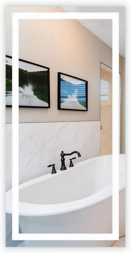 Vista 10 de Mirrors & Marble Espejo de pared LED mediano – Espejo rectangular iluminado frontal para baño, dormitorio o ducha, antivaho y montado en la pared