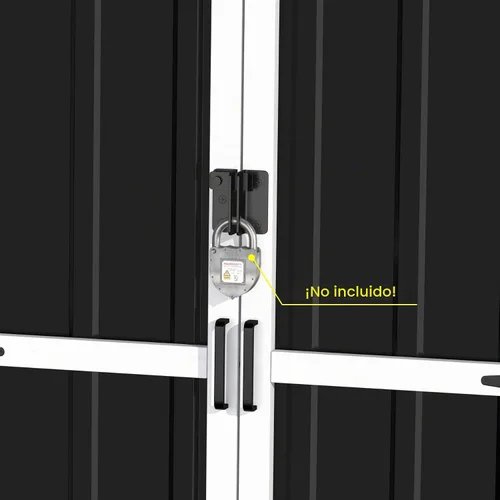 Vista 6 de GDLF Armario de almacenamiento para exteriores de madera y metal, cobertizo de jardín con techo impermeable y puertas resistentes con cerradura
