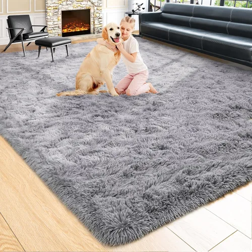 Vista 14 de Noahas Alfombras de Área Grandes y Esponjosas de 5x8 pies para Sala de Estar y Dormitorio, Alfombra Gruesa de Pelo Largo Beige y Blanca, Alfombra