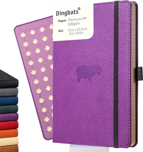 Vista 14 de Dingbats* Cuaderno de Escritura con Líneas de Vida Silvestre A5 - Tapa Dura de Cuero Vegano - Ideal para Trabajo, Viajes - Bolsillo, Cierre Elástico