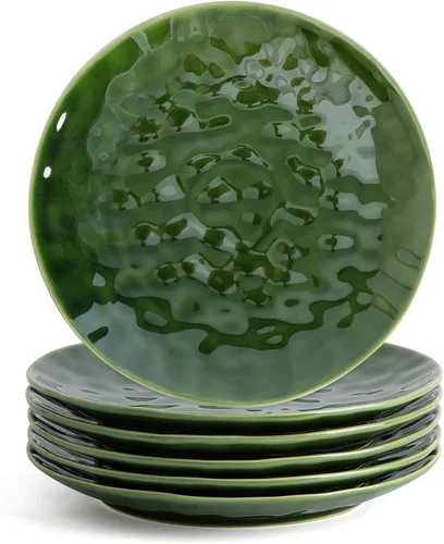 Vista 12 de vicrays Juego de Platos de Cena de Cerámica, 10.5 Pulgadas, Juego de 6, Redondos, Apto para Microondas, Horno, Lavavajillas, Porcelana Acanalada