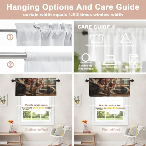 Vista 155 de Shrahala Orange Autumn Autumn Blackout Curtain Tiers, Fall Kitchen Valance Light Blocking Tier Drapes with Rod Pocket, 2 Pack 26 X 24 in