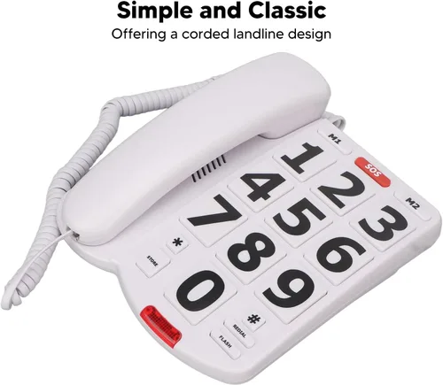 Vista 8 de Teléfono con cable de botón grande, los mejores teléfonos fijos para personas mayores, volumen ajustable, timbre y altavoz extra fuerte, teléfonos