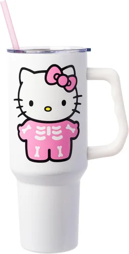 Vista 9 de Silver Buffalo Betty Boop Core - Vaso de acero inoxidable con tapa para pajilla, tapa, popote y asa, 40 onzas