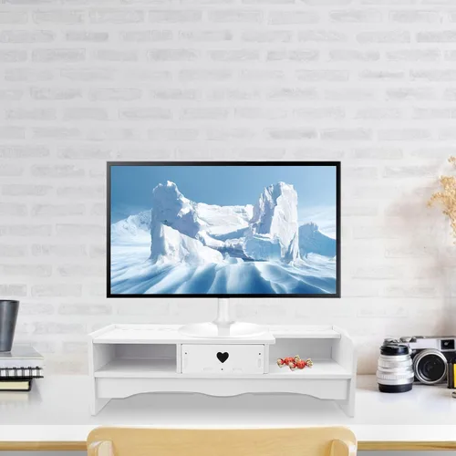 Vista 4 de BESPORTBLE Soporte elevador para monitor de computadora con cajón, organizador de escritorio para oficina en casa, estante de almacenamiento