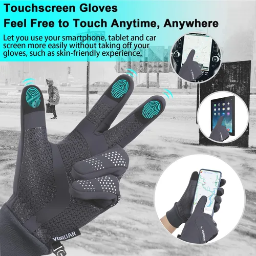 Vista 2 de Guantes térmicos de invierno para hombres y mujeres guantes cálidos para congelador antideslizantes impermeables ligeros para pantalla táctil