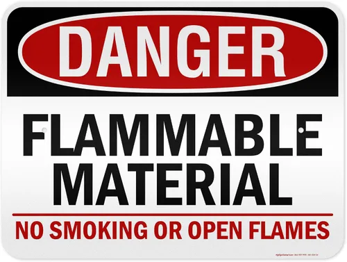 Vista 13 de Cartel de peligro de material inflamable No Smoking or Open Flames, 7 x 10 pulgadas, libre de óxido, aluminio 040, resistente a la decoloración