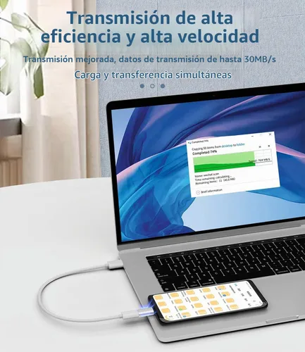 Vista 4 de Paquete de 3 adaptadores USB C macho a Lightning hembra, compatibles con iPhone 12, 11 Pro Max, iPad Air, Samsung Galaxy Note S20, S21, duradero
