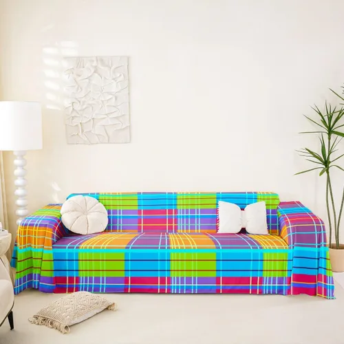 Vista 23 de Erosebridal Funda de sofá de lunares de 71 x 91 pulgadas, funda de sofá con lunares geométricos, funda de sofá moderna de estilo rústico con Blanco