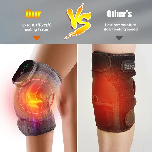 Vista 4 de Masajeador de rodilla calentado, almohadillas térmicas de hombro, coderas 3 en 1 con vibración, calentadores de rodilla recargables inalámbricos