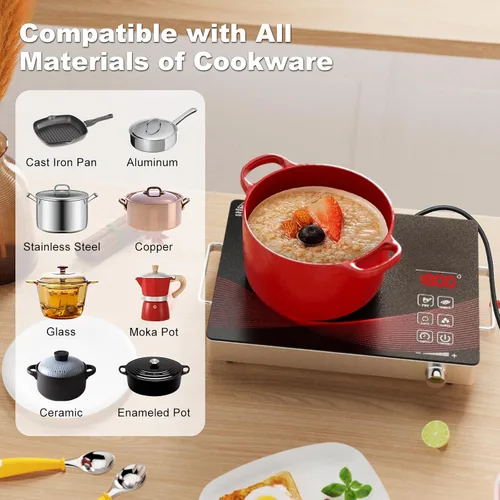 Vista 6 de 1800W Portátil Infrarrojo Estufa de Cocina de un solo Quemador Estufa Eléctrica de Vidrio de Cerámica Placa de Cocina Eléctrica Placa de Cocina