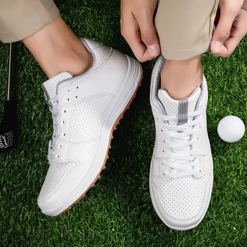 Vista 5 de AOLEXWU Zapatos de golf sin pinchos para hombre, zapatos de golf profesionales, cómodos, antideslizantes, zapatos de golf para hombre
