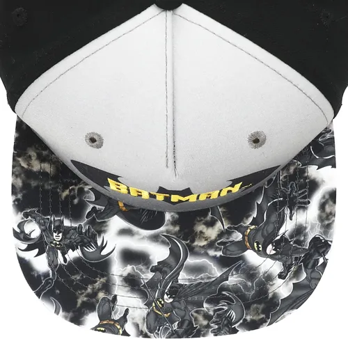 Vista 3 de Bioworld Batman Logo Gorra Snapback Negro y Gris para Niños, Negro, L