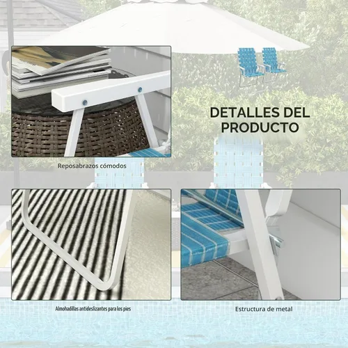 Vista 6 de Outsunny Juego de 2 sillas plegables para patio, sillas clásicas