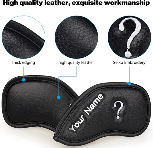 Vista 3 de CRAFTSMAN GOLF 12 piezas o 1 pieza de fundas protectoras de cuero sintético para cabezas de palos de golf, compatibles con todas las marcas