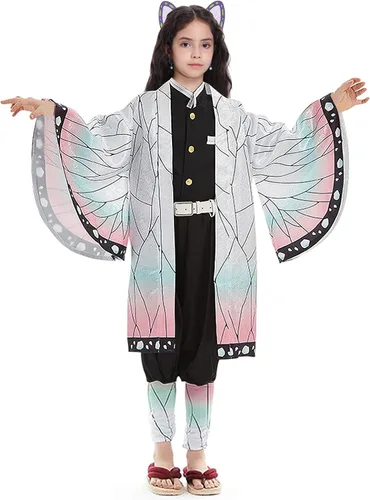 Vista 5 de Oturgor Disfraz de cosplay de anime, kimono para niños y adultos, conjunto completo unisex, decoración de fiesta de Halloween y Navidad
