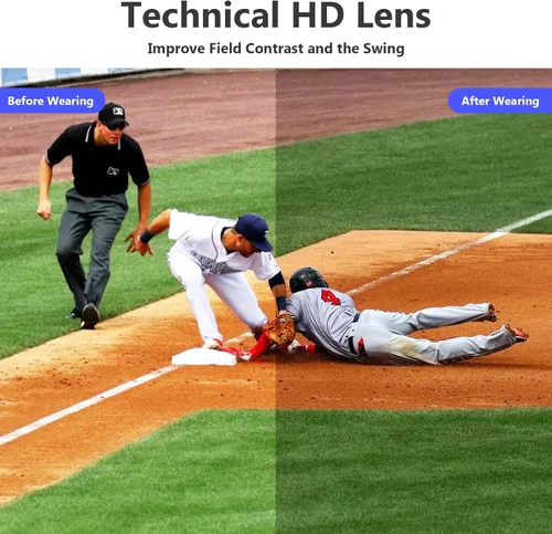 Vista 6 de Karsaer Lentes de sol deportivos de gran tamaño para hombres y mujeres, lentes de protección UV de marco grande, ideales para béisbol, correr