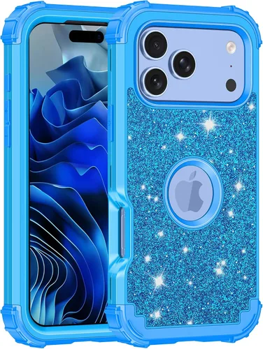 Vista 11 de LONTECT Funda para iPhone 15 Plus con purpurina brillante 3 en 1, a prueba de golpes, resistente, híbrida, resistente, funda protectora de alto