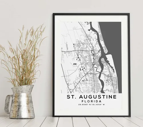 Vista 6 de Mapa de San Agustín, Florida, Luz 2 (8x10)