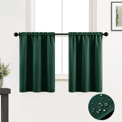 Vista 27 de XTMYI Cortinas pequeñas para ventana de sótano, cenefas opacas para oscurecer la habitación para sala de estar, juego de 2 unidades, beige natural