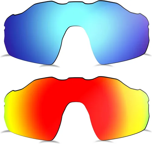 Vista 11 de Lentes polarizadas de repuesto para gafas de sol Oakley Radar EV Pitch OO9211, 2 pares - MultiOptions Negro+Azul