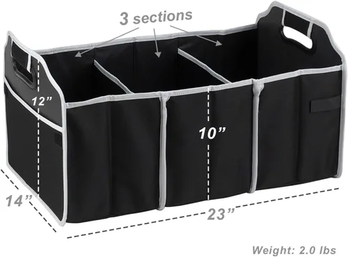 Vista 2 de Picnic at Ascot Organizador plegable para maletero de 3 secciones, diseñado y aprobado de calidad en los Estados Unidos