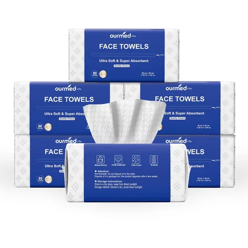 Vista 14 de Ourmed Life Toallas faciales desechables biodegradables limpias para piel sensible, paños faciales sin pelusa para removedor de maquillaje, cuidado