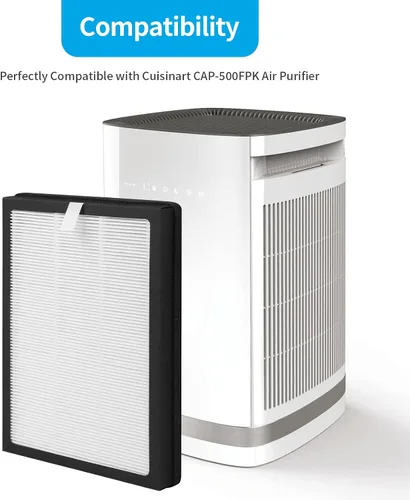 Vista 2 de Paquete de 2 filtros de repuesto CAP-500FPK compatibles con purificador de aire Cuisinart CAP-500FPK, filtración 3 en 1