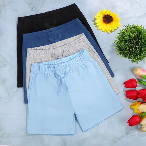 Vista 4 de Resinta Paquete de 4 pantalones cortos unisex de algodón transpirable para bebés y niños pequeños