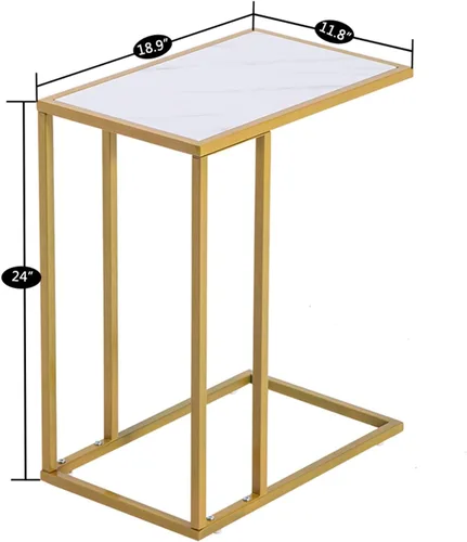 Vista 3 de Mesa auxiliar de sofá moderna en forma de C, estilo de ocio, multifuncional, para café, laptop, tableta, comedor, sala de estar, decoración