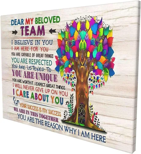 Vista 8 de Arte de pared inspirador para la oficina, impresiones en lienzo, citas motivacionales, póster artístico en esta oficina, We Are A Team, decoración