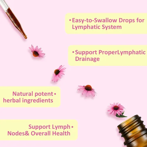 Vista 4 de Gotas de drenaje linfático liposomal, apoyo linfático con equinácea, diente de león, cúrcuma, bardana, saúco y caléndula, apoyo del sistema