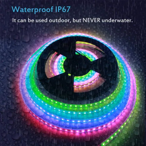 Vista 5 de ALITOVE WS2811 Tira de luz LED RGB direccionable de 24 V, 32.8 pies, 600 LED, color de ensueño programable, luces LED digitales de píxeles, luz