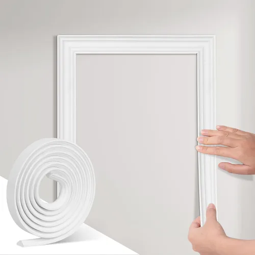 Vista 9 de Moldura flexible para despegar y pegar, tiras de moldeo de panel de pared autoadhesivas, ribete decorativo de EVA negro para zócalo, espejo