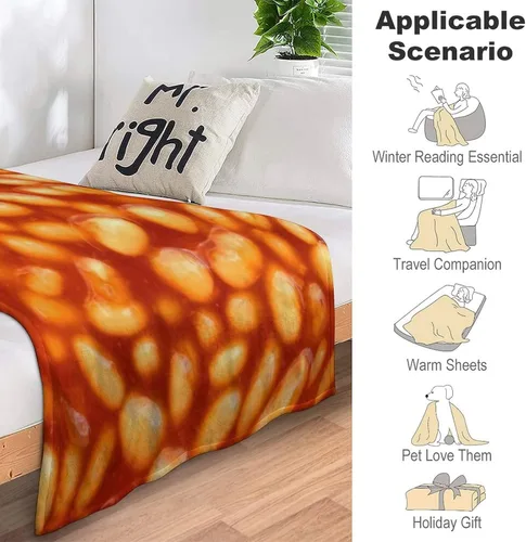 Vista 5 de Manta de forro polar de franela 3D, graciosa y realista, con diseño de judías guisadas, suave, acogedora, esponjosa, para invierno y otoño, de 50 x