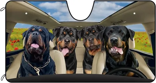 Vista 20 de Parasol Schnauzer para parabrisas delantero de automóvil con el mar de flores, parasol para parabrisas de vehículo, reflector de rayos UV, protector