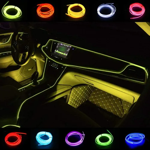 Vista 8 de ABALDI Luces Interiores de Coche Cable de Alambre EL Luces de Neón Ambiente Brillante Estroboscópico Electroluminiscente para Decoración