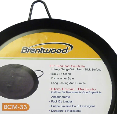 Vista 4 de Brentwood Appliances SS-BW-BCM-33 BCM-33 - Plancha redonda (13.0 in), color negro