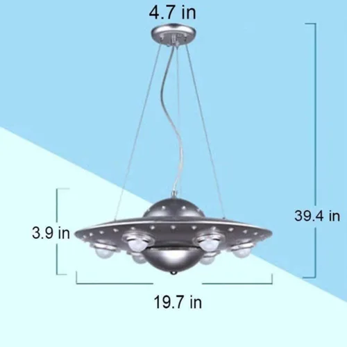 Vista 2 de Lámpara de techo moderna Lámpara colgante de techo dormitorio de los niños Lámpara de techo habitación niño niña creativo Alien UFO Flying Saucer