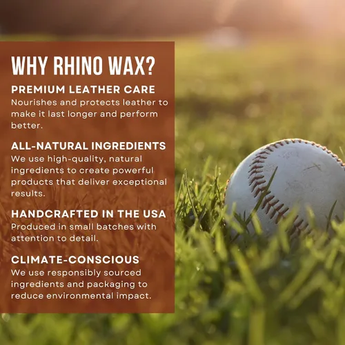 Vista 5 de Rhino Wax - Baseball Glove Conditioner - Condition Ball Mitts or Softball Gloves with Premium Leather Mitt Balm - Deeply Moisturizes, Speeds up