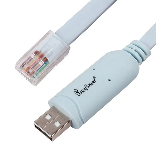 Vista 3 de asunflower Cable de consola USB de 6 pies, paquete de 3, cables de consola FTDI USB a RJ45, cable de consola RS232 - 8P8C