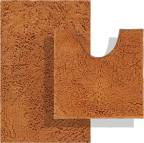 Vista 10 de Juegos de alfombras de baño de 2 piezas, alfombra de baño de felpilla extra suave ultra absorbente, alfombra de baño con base antideslizante de PVC