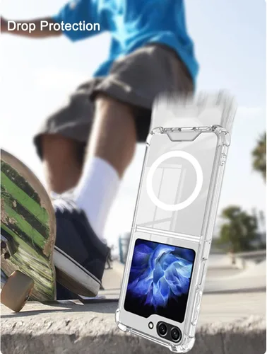 Vista 3 de Funda magnética transparente para Samsung Galaxy Z Flip 5, compatible con MagSafe