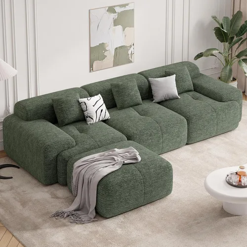 Vista 20 de Sofá biplaza Cloud de 85 pulgadas en una caja, moderno sofá pequeño no requiere montaje, cómodos sillones de asiento profundo sin estructura